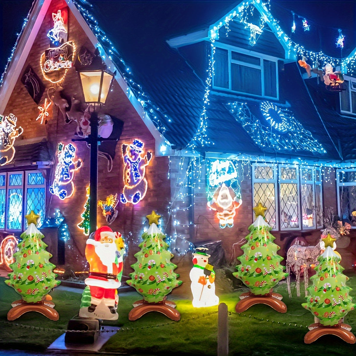 1pc/2pcs Standing Christmas Tree Aluminum Balloon, Christmas Party Decorative Supplies Santa Claus Aluminum Foil Balloon Christmas Balloon Decoration, Christmas Ornaments