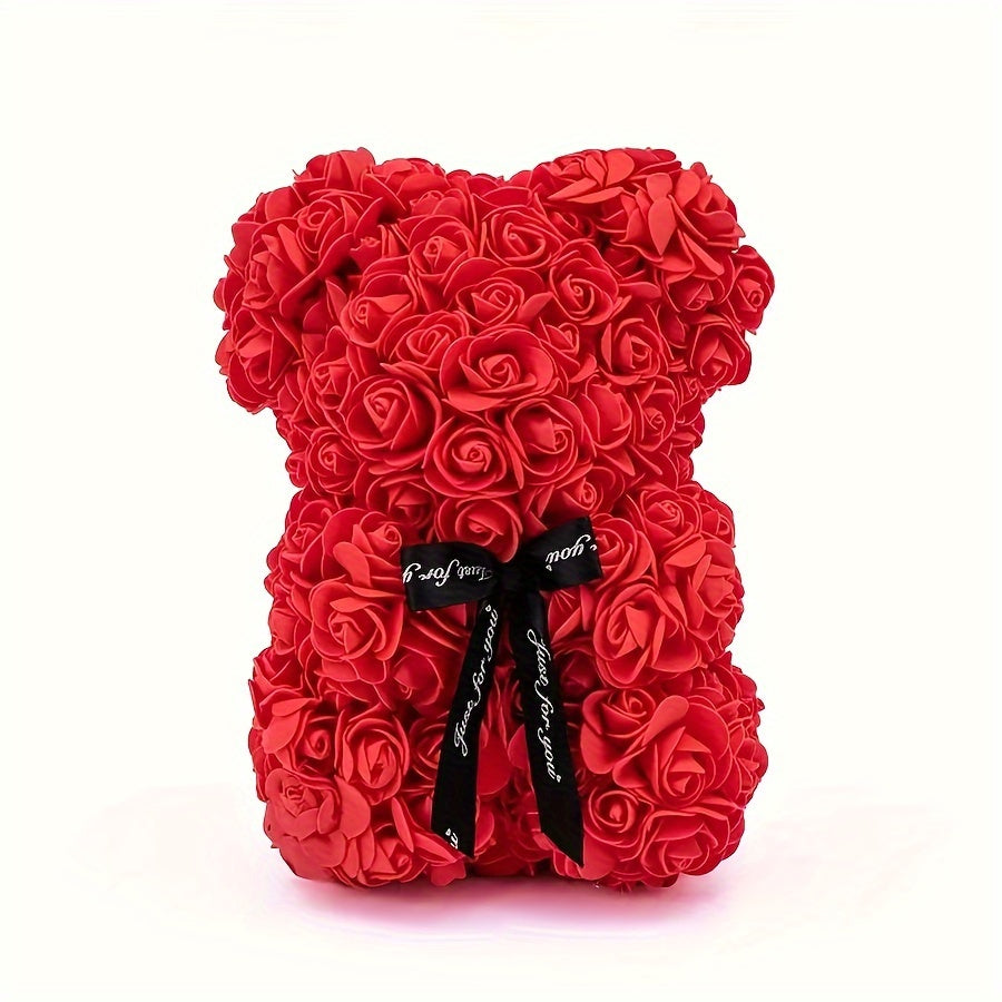 1pc, Artificial Rose Bear 9.84inch Artificial Foam Flower Terry Bear, Rose Bear Gifts For Mother Grandmother On Mother's Day, Perfect Gift For Valentine's Day, Anniversary, Wedding, Creative Gift For Birthday Christmas