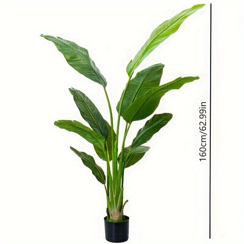 Lush & Realistic Bird of Paradise Artificial Plant - Durable Pot, Maintenance-Free, Perfect for Indoor/Outdoor Decor - Ideal Housewarming Gift for All Seasons