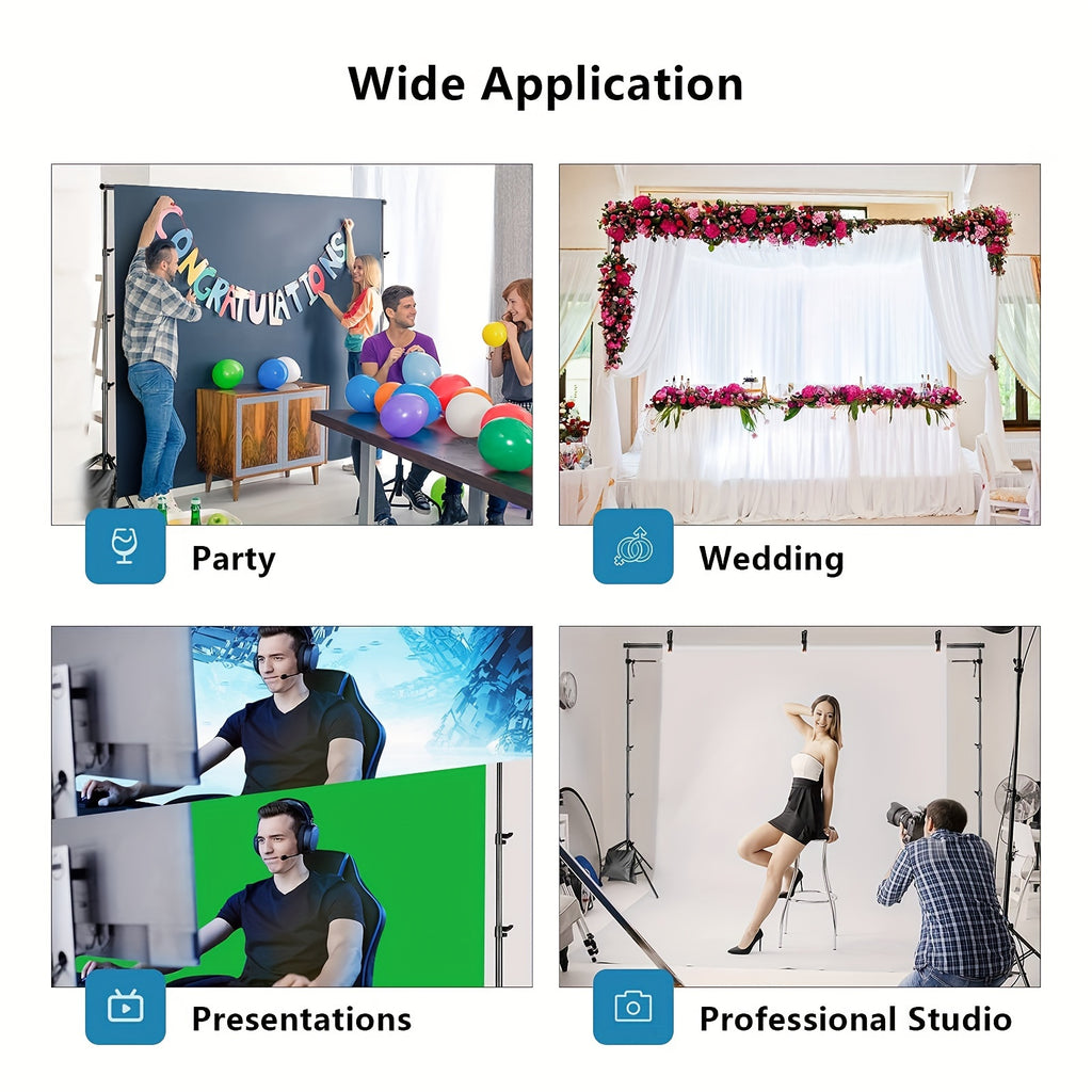 10x7ft Adjustable Metal Backdrop Stand - Durable Photo Studio Kit with 4 Crossbars, 4 Backdrop Clamps, and Balloon Arch Support for Parties, Wedding, and Event Decorations