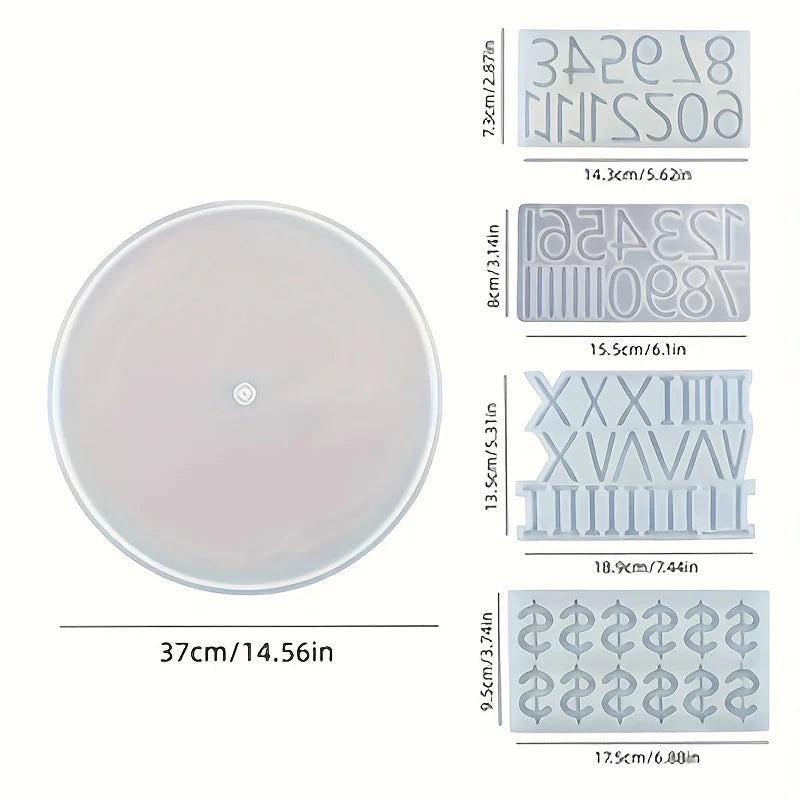 DIY Clock Silicone Mold Set, Resin Casting Dial Decoration, Pendant, Home Decor, Wall Decoration, Epoxy Resin Process