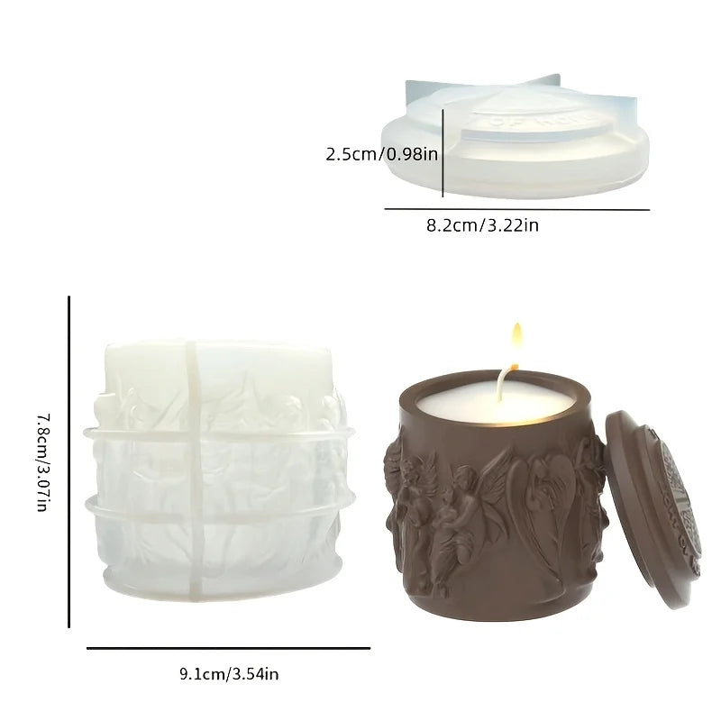 European Angel Relief Mold Candlestick Jewelry Box, Gypsum Resin Casting, Retro Home Decoration, Elegant Storage Container
