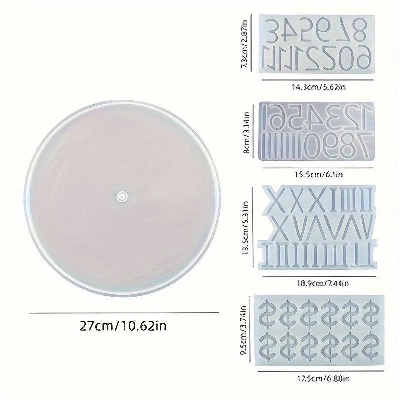 DIY Clock Silicone Mold Set, Resin Casting Dial Decoration, Pendant, Home Decor, Wall Decoration, Epoxy Resin Process