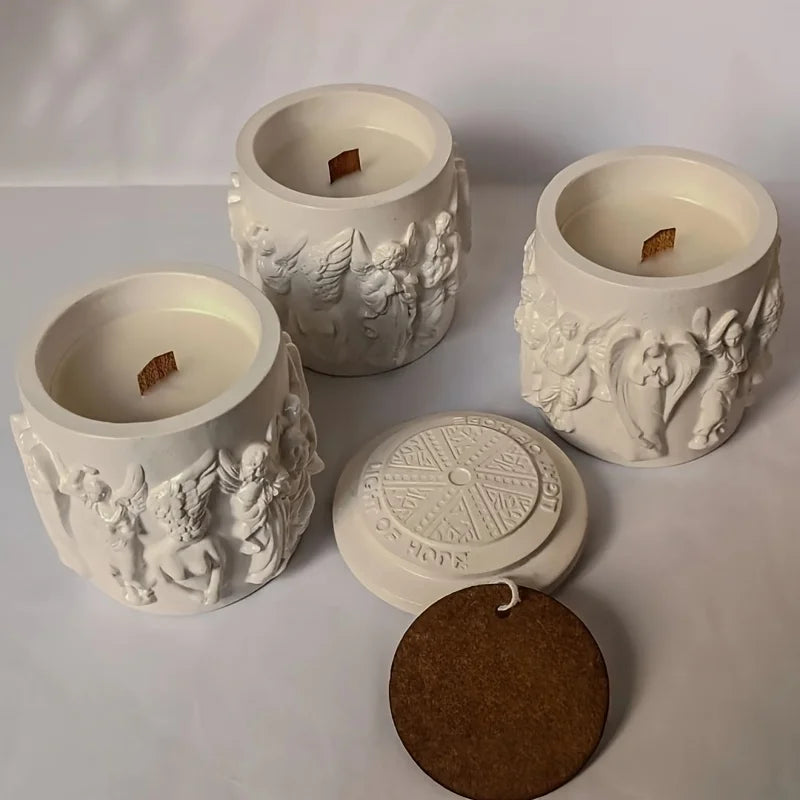 European Angel Relief Mold Candlestick Jewelry Box, Gypsum Resin Casting, Retro Home Decoration, Elegant Storage Container