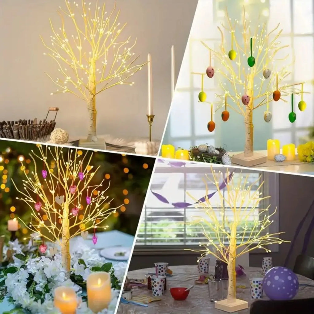 1pc 144 LED Birch Tree Lights, Warm White Light, USB And 3AA Battery Powered (Not Included), Holiday  Decorative Tree