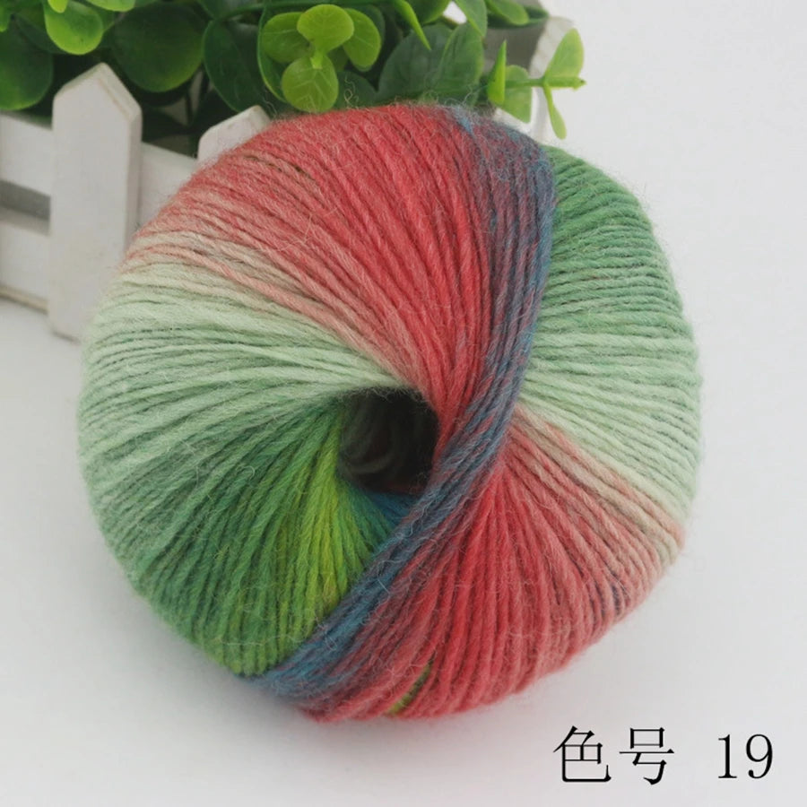 COOMAMUU 50g/ball 100%Wool Yarn for Knitting Dyed Rainbow Soft Crochet Yarn шерсть DIY Hat Scarf Supplier