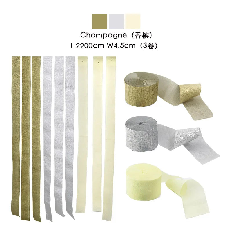 Color Crepe Paper Roll Set DIY Birthday Party Background Decoration Pull Flower For Children's Living Room Decor Paper Ribbon