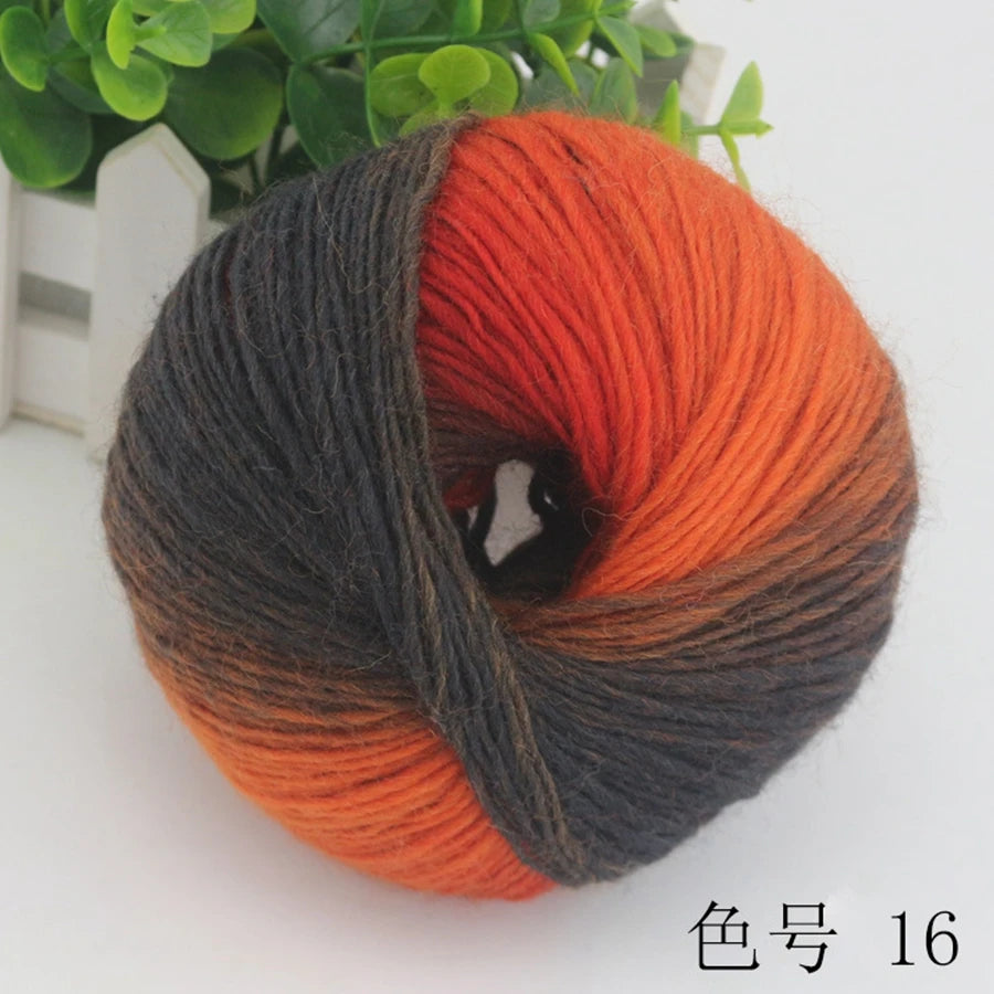 COOMAMUU 50g/ball 100%Wool Yarn for Knitting Dyed Rainbow Soft Crochet Yarn шерсть DIY Hat Scarf Supplier
