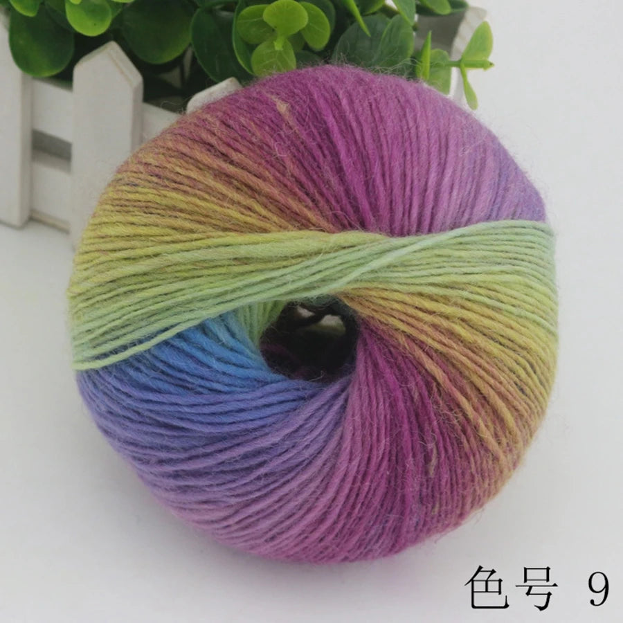 COOMAMUU 50g/ball 100%Wool Yarn for Knitting Dyed Rainbow Soft Crochet Yarn шерсть DIY Hat Scarf Supplier