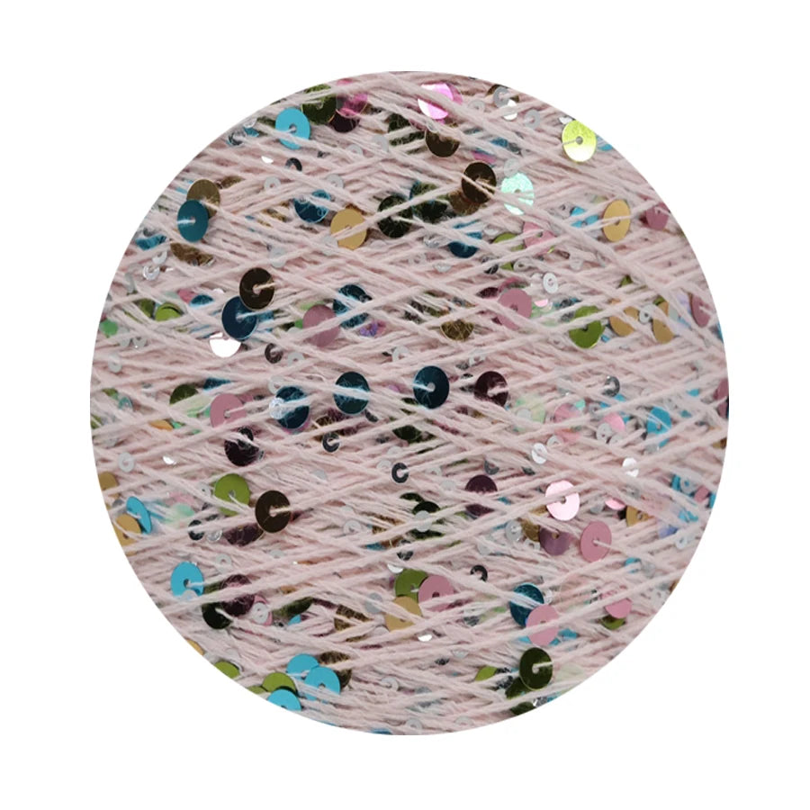COOMAMUU 50/Ball пряжа 140M Hand Knitting Cotton Yarn 3mm+6mm Sequins Yarn DIY for Woman Woollen Sweater Hat Scarf Supplier