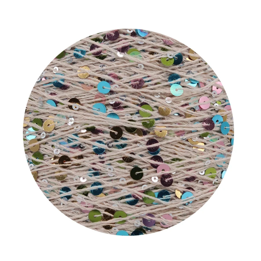 COOMAMUU 50/Ball пряжа 140M Hand Knitting Cotton Yarn 3mm+6mm Sequins Yarn DIY for Woman Woollen Sweater Hat Scarf Supplier
