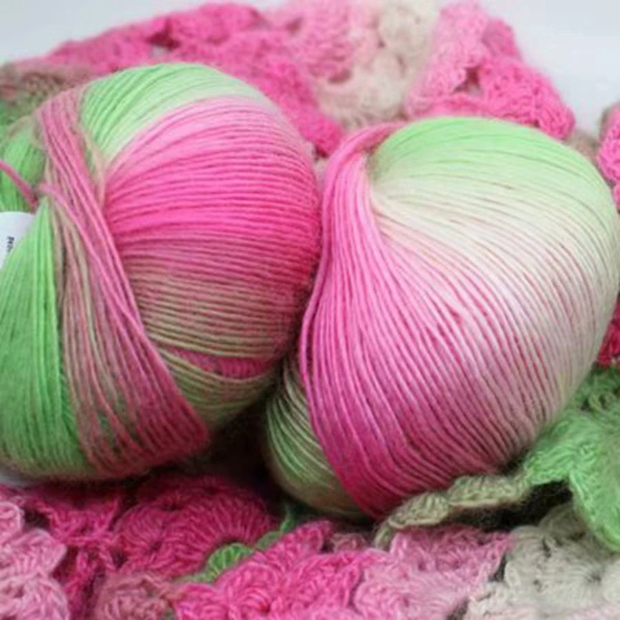 COOMAMUU 50g/ball 100%Wool Yarn for Knitting Dyed Rainbow Soft Crochet Yarn шерсть DIY Hat Scarf Supplier