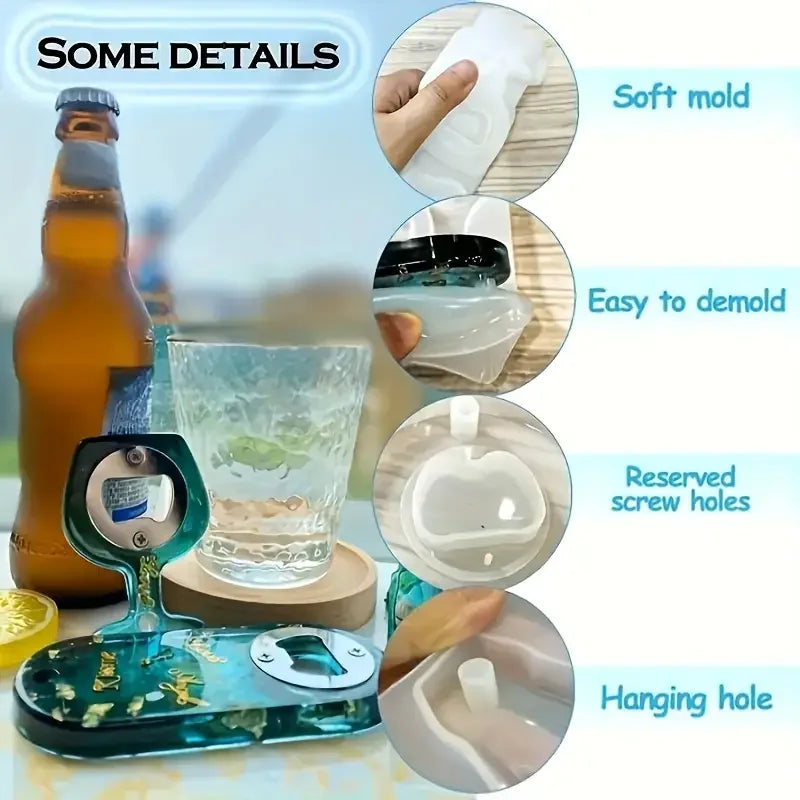Bottle Opener Resin Mold Kit, Beer and Wine Bottle Opener Epoxy Resin Silicone Mold DIY Creative Tool