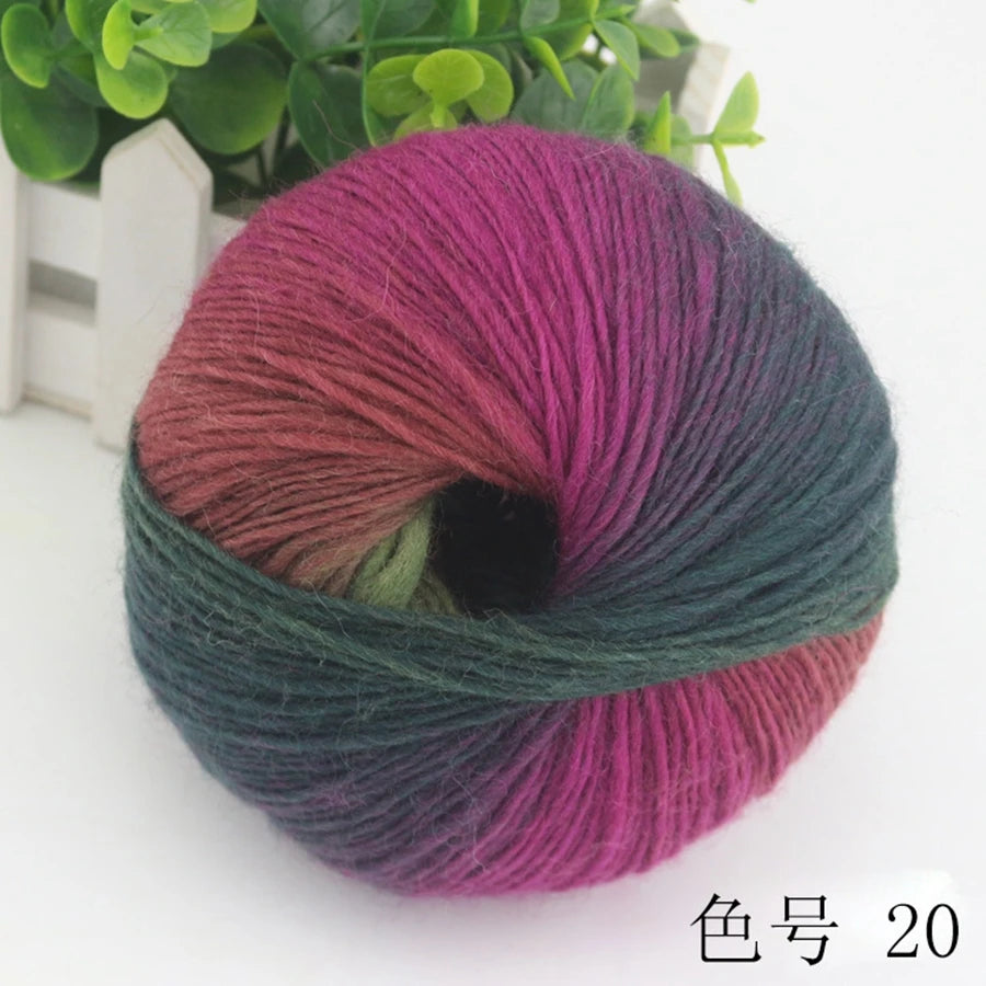 COOMAMUU 50g/ball 100%Wool Yarn for Knitting Dyed Rainbow Soft Crochet Yarn шерсть DIY Hat Scarf Supplier