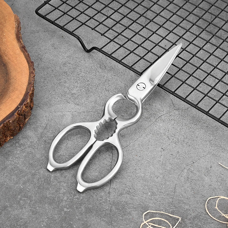 Stainless Steel Scissor  Kitchen Shear with Bottle Opener Walnut Cracker