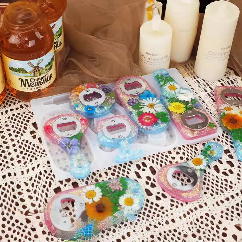 Bottle Opener Resin Mold Kit, Beer and Wine Bottle Opener Epoxy Resin Silicone Mold DIY Creative Tool