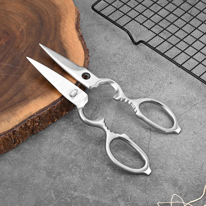 Stainless Steel Scissor  Kitchen Shear with Bottle Opener Walnut Cracker