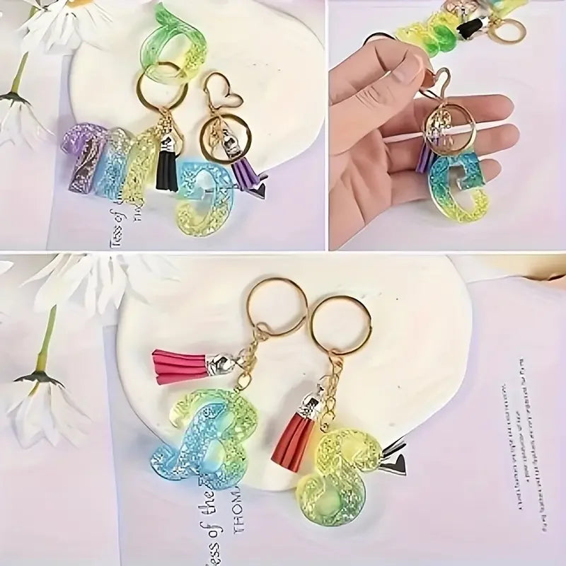DIY Letter-shaped Jewelry Silicone Mold Set, Handcrafted Keychain Pendant Making Tools