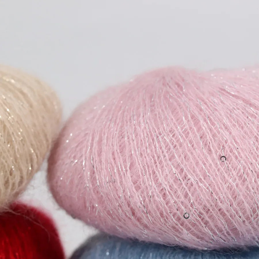 25G Sequins Mohair Yarn Soft Gold Silver Thread Sparkly Thin Wool Yarn for Hand Knitting Silk Thread Fashion Spandex Yarns