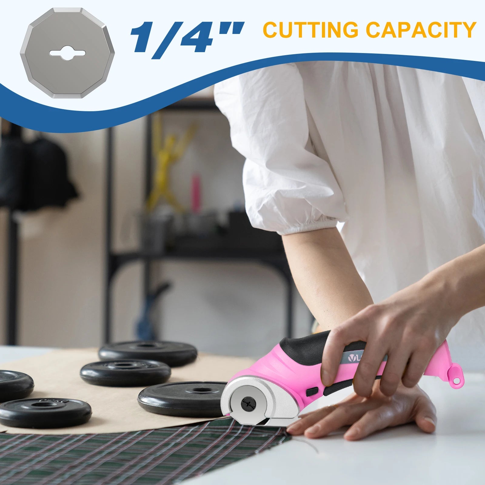 VLOXO High-Efficiency Electric Fabric Scissors for Textile Cutting in Garment Manufacturing