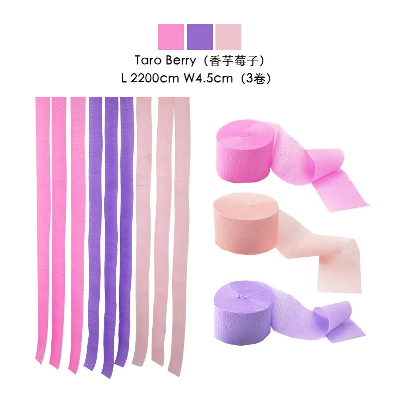 Color Crepe Paper Roll Set DIY Birthday Party Background Decoration Pull Flower For Children's Living Room Decor Paper Ribbon