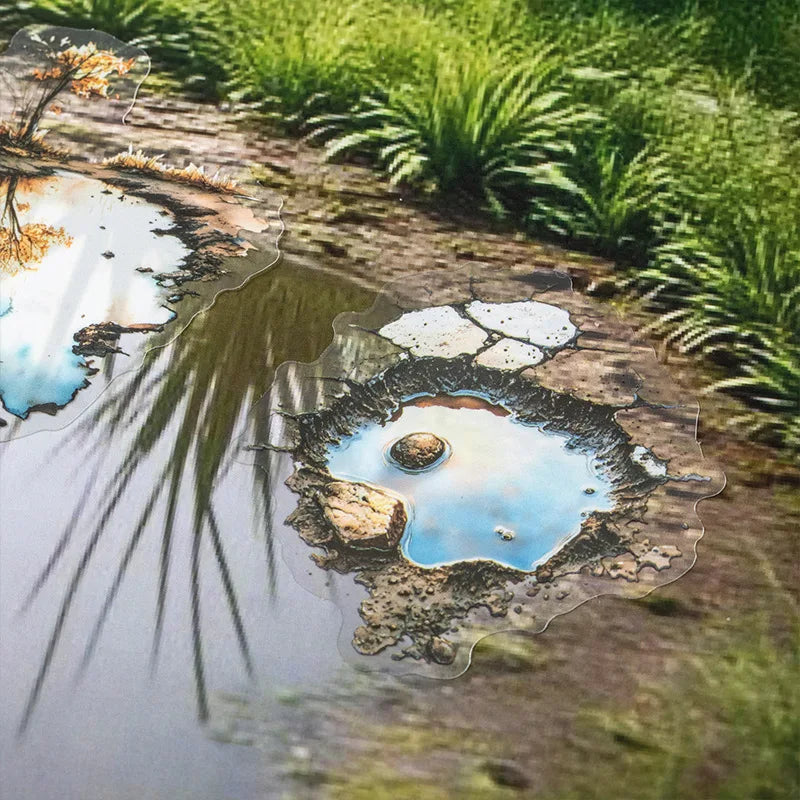 10pcs/pack Puddle Path Series Landscaping PET Stickers Landscape Material Decorative Collage Bottoming