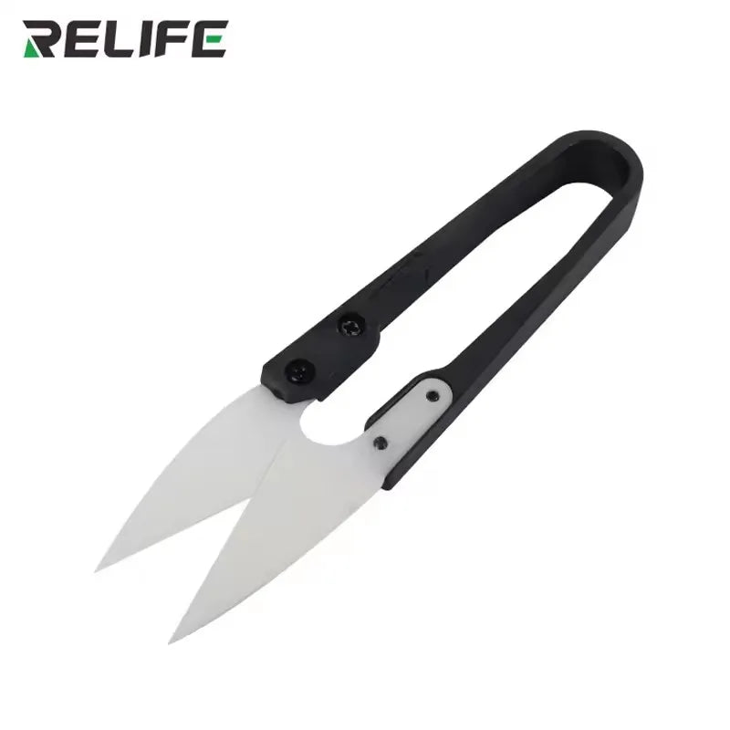 RELIFE RL-102 Insulated Ceramic Scissors High Hardness U-shaped Scissors for Mobile Phone Repair Tools Cutting Battery Cables