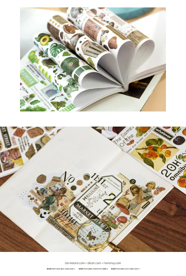 Yoofun 50sheets Magazine Sticker Book Washi Paper Journal DIY Material Decoration Stickers Memo Pad Scrapbooking Ins Stationery