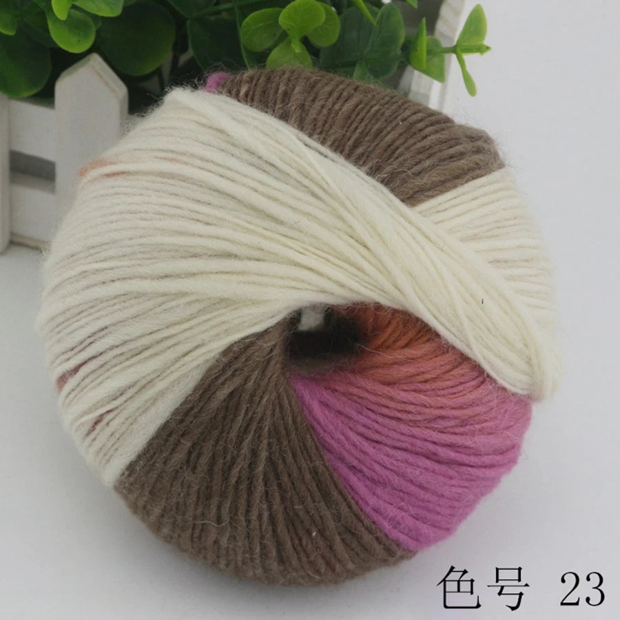 COOMAMUU 50g/ball 100%Wool Yarn for Knitting Dyed Rainbow Soft Crochet Yarn шерсть DIY Hat Scarf Supplier