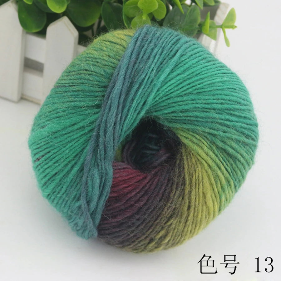 COOMAMUU 50g/ball 100%Wool Yarn for Knitting Dyed Rainbow Soft Crochet Yarn шерсть DIY Hat Scarf Supplier