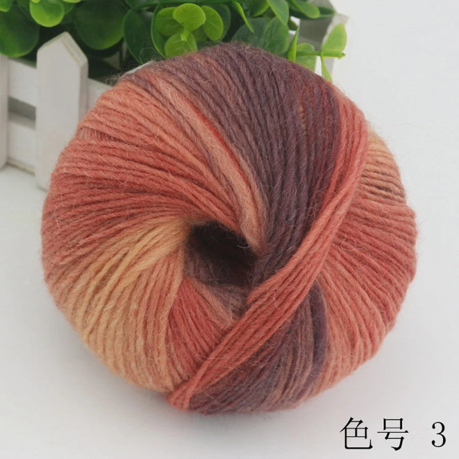 COOMAMUU 50g/ball 100%Wool Yarn for Knitting Dyed Rainbow Soft Crochet Yarn шерсть DIY Hat Scarf Supplier