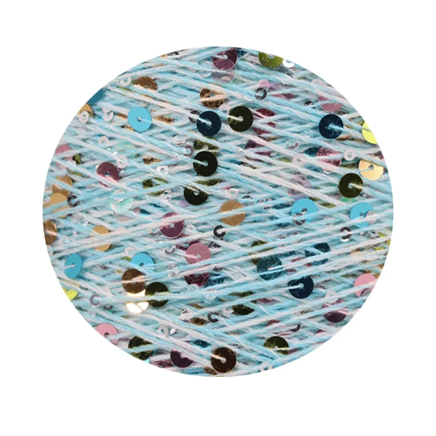 COOMAMUU 50/Ball пряжа 140M Hand Knitting Cotton Yarn 3mm+6mm Sequins Yarn DIY for Woman Woollen Sweater Hat Scarf Supplier