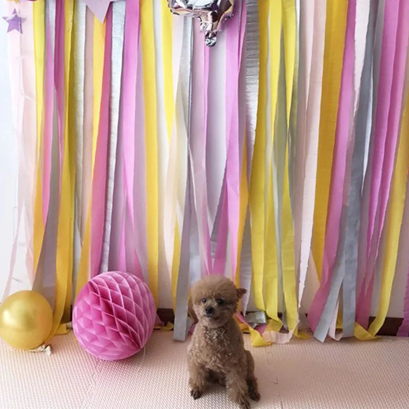 Color Crepe Paper Roll Set DIY Birthday Party Background Decoration Pull Flower For Children's Living Room Decor Paper Ribbon