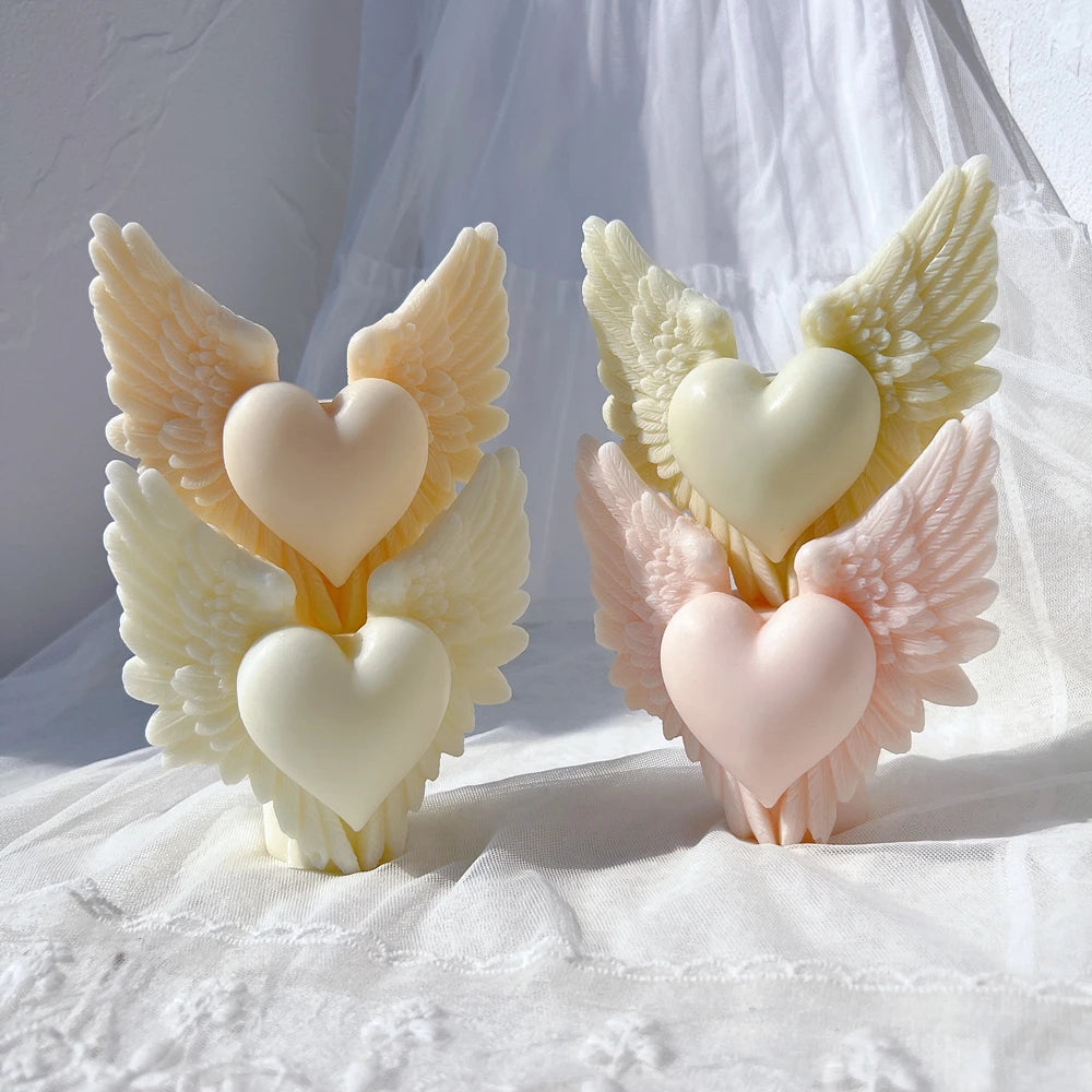 Heart Wing Silicone Mold Valentine's Day Gift Idea Angel Pillar Silicone Mold Home Decor Wedding Gift