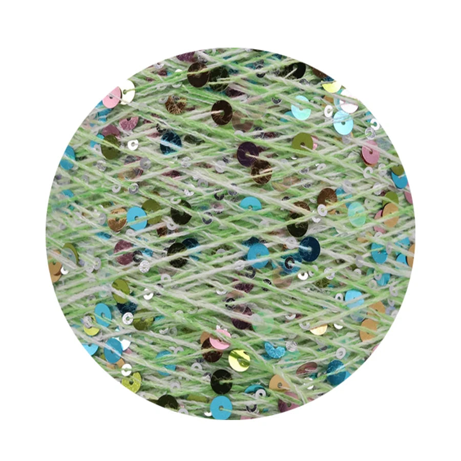 COOMAMUU 50/Ball пряжа 140M Hand Knitting Cotton Yarn 3mm+6mm Sequins Yarn DIY for Woman Woollen Sweater Hat Scarf Supplier