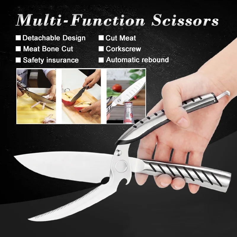 XITUO Stainless Steel Kitchen Strong Scissors Cut Chicken and Duck Bones Chef Professional Practical Scissors Kitchen Essentials
