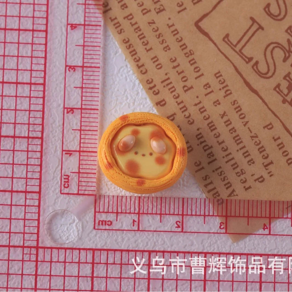 100Pcs Simulation Bear Egg Tart Bread Resin Cute Cabochons Scrapbook Craft DIY Jewelry Making Miniature Dollhouse Accessories