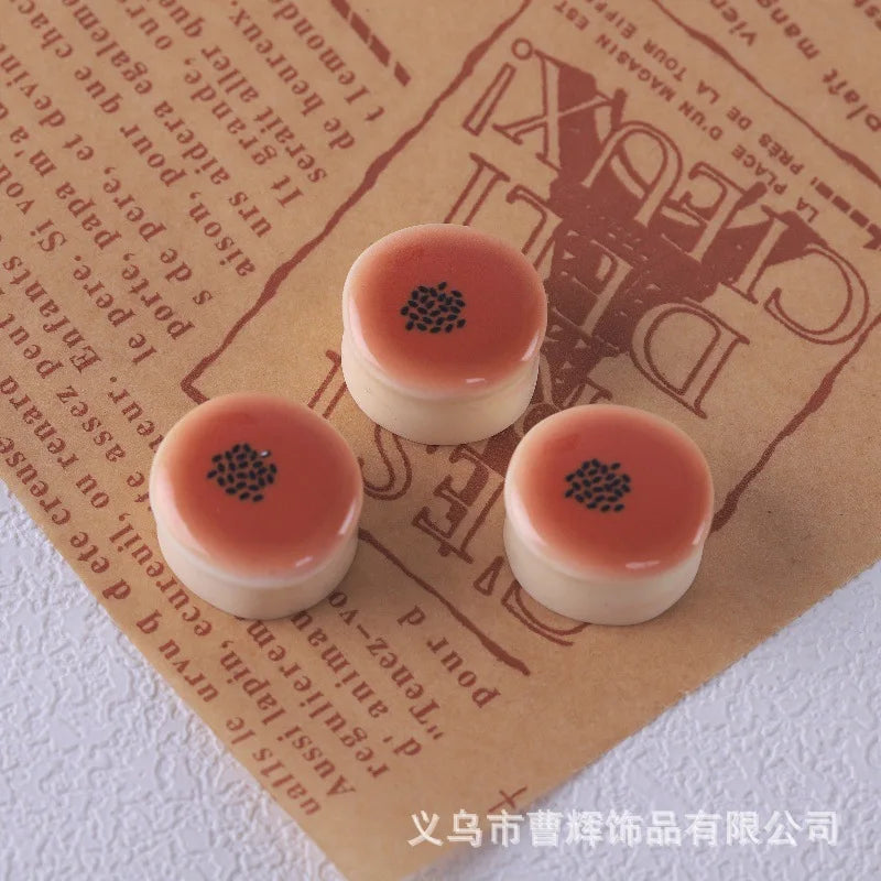 100Pcs Simulation Bear Egg Tart Bread Resin Cute Cabochons Scrapbook Craft DIY Jewelry Making Miniature Dollhouse Accessories