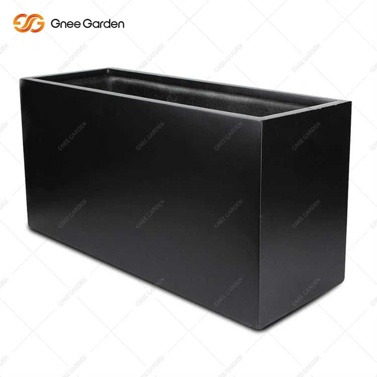 Black Rectangular Planter With Artificial Plants Modern Home Garden Decorative Flower Pot