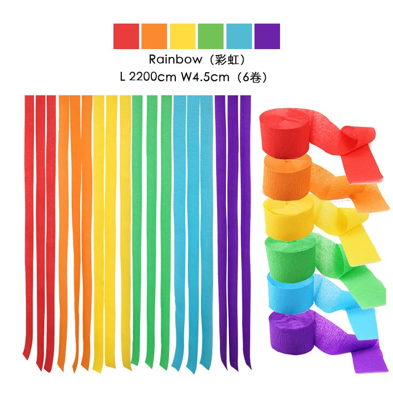 Color Crepe Paper Roll Set DIY Birthday Party Background Decoration Pull Flower For Children's Living Room Decor Paper Ribbon