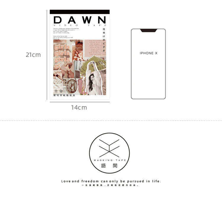 Yoofun 50sheets Magazine Sticker Book Washi Paper Journal DIY Material Decoration Stickers Memo Pad Scrapbooking Ins Stationery