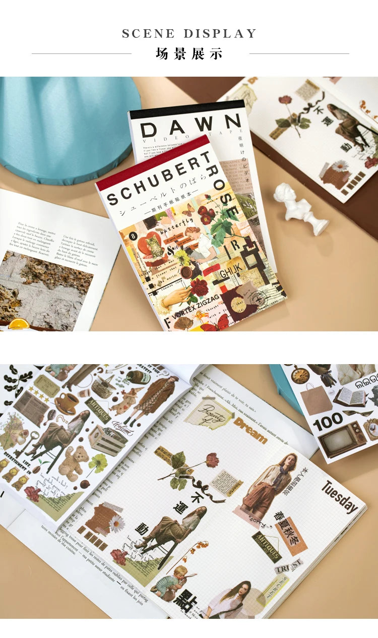 Yoofun 50sheets Magazine Sticker Book Washi Paper Journal DIY Material Decoration Stickers Memo Pad Scrapbooking Ins Stationery
