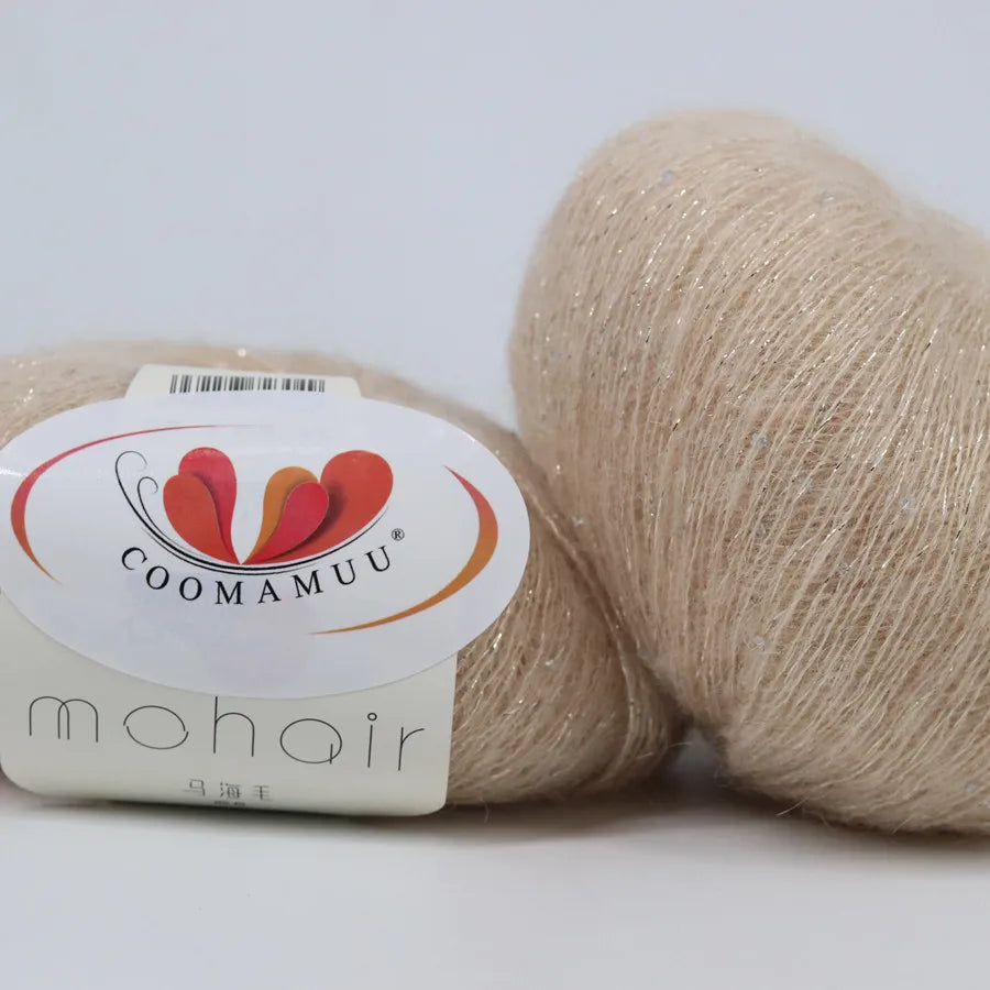 25G Sequins Mohair Yarn Soft Gold Silver Thread Sparkly Thin Wool Yarn for Hand Knitting Silk Thread Fashion Spandex Yarns