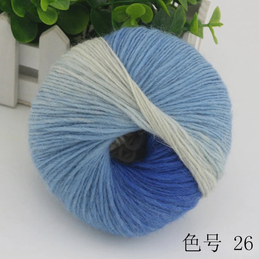 COOMAMUU 50g/ball 100%Wool Yarn for Knitting Dyed Rainbow Soft Crochet Yarn шерсть DIY Hat Scarf Supplier