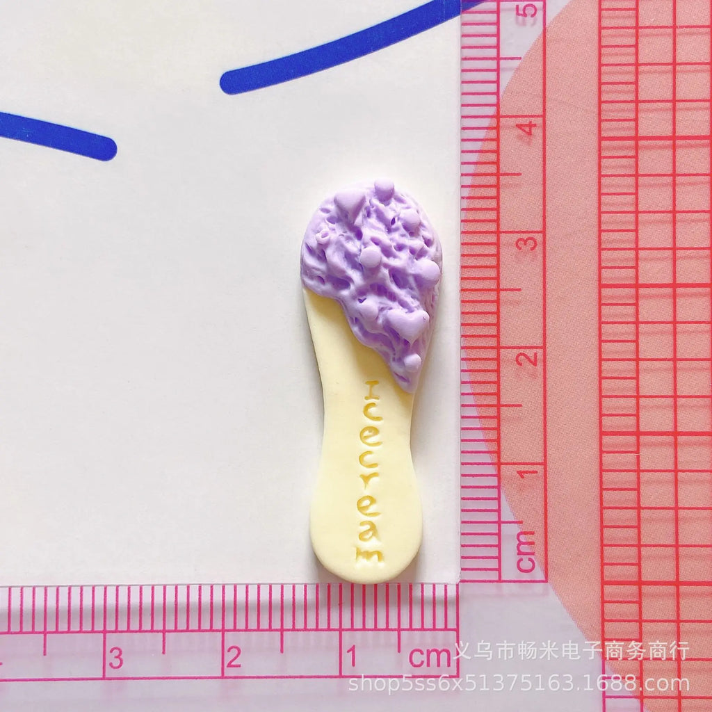 100pcs Macaron Simulation Ice Cream Spoon Flat Back Resin Cabochon Mini Food Scrapbook Craft DIY Miniature Dollhouse Accessories