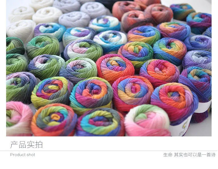 100% Wool Yarn Rainbow Color for Hand Knitting Crochet Hand-Woven Thickness Woolen Yarn Woolen Yarn Crocheting Shawl Thread