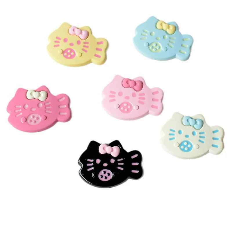 100pcs Flatback Resin Colorful Cat Fish Cabochon Crafts Fit Phone Deco Parts DIY Jewelry Accessories Scrapbook Embellishment