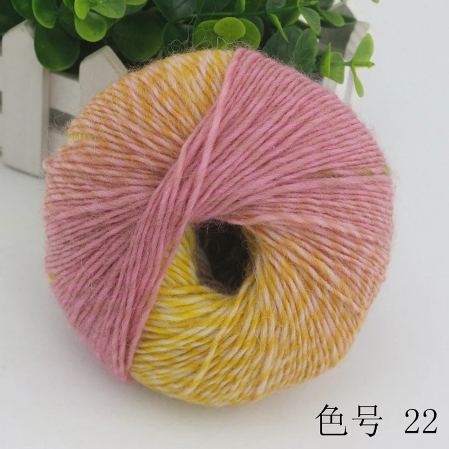 COOMAMUU 50g/ball 100%Wool Yarn for Knitting Dyed Rainbow Soft Crochet Yarn шерсть DIY Hat Scarf Supplier