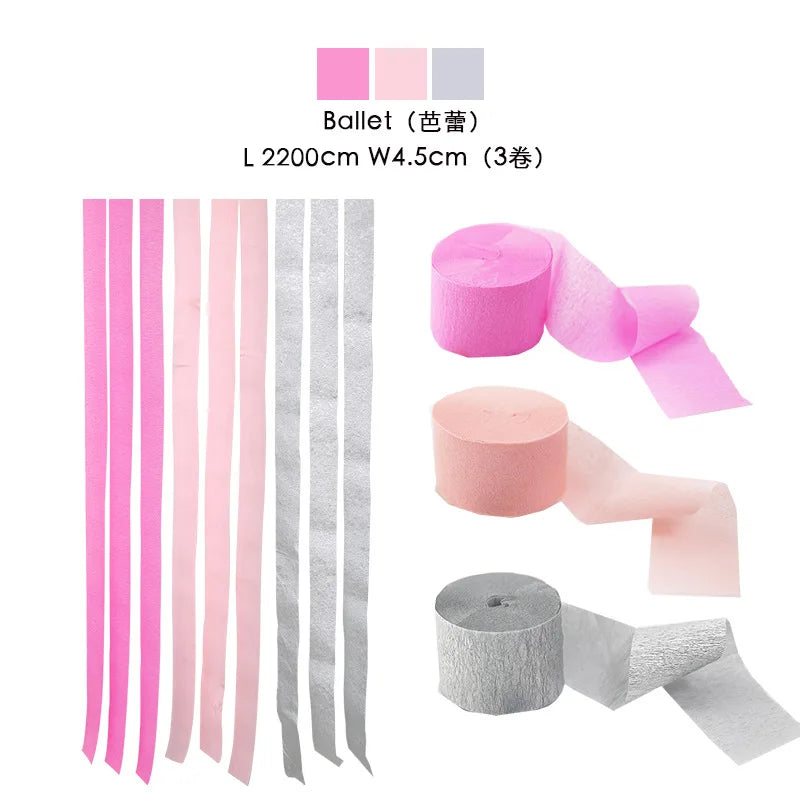 Color Crepe Paper Roll Set DIY Birthday Party Background Decoration Pull Flower For Children's Living Room Decor Paper Ribbon