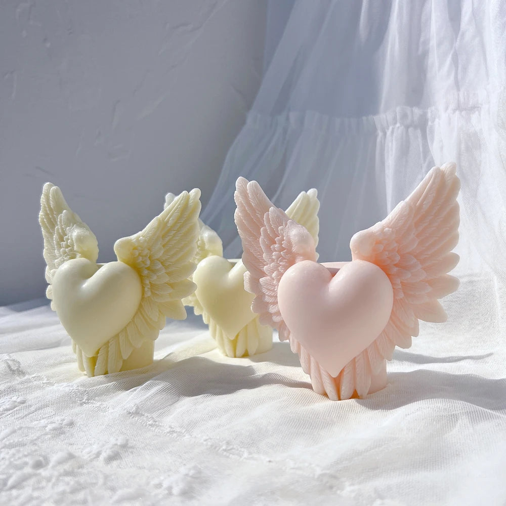 Heart Wing Silicone Mold Valentine's Day Gift Idea Angel Pillar Silicone Mold Home Decor Wedding Gift
